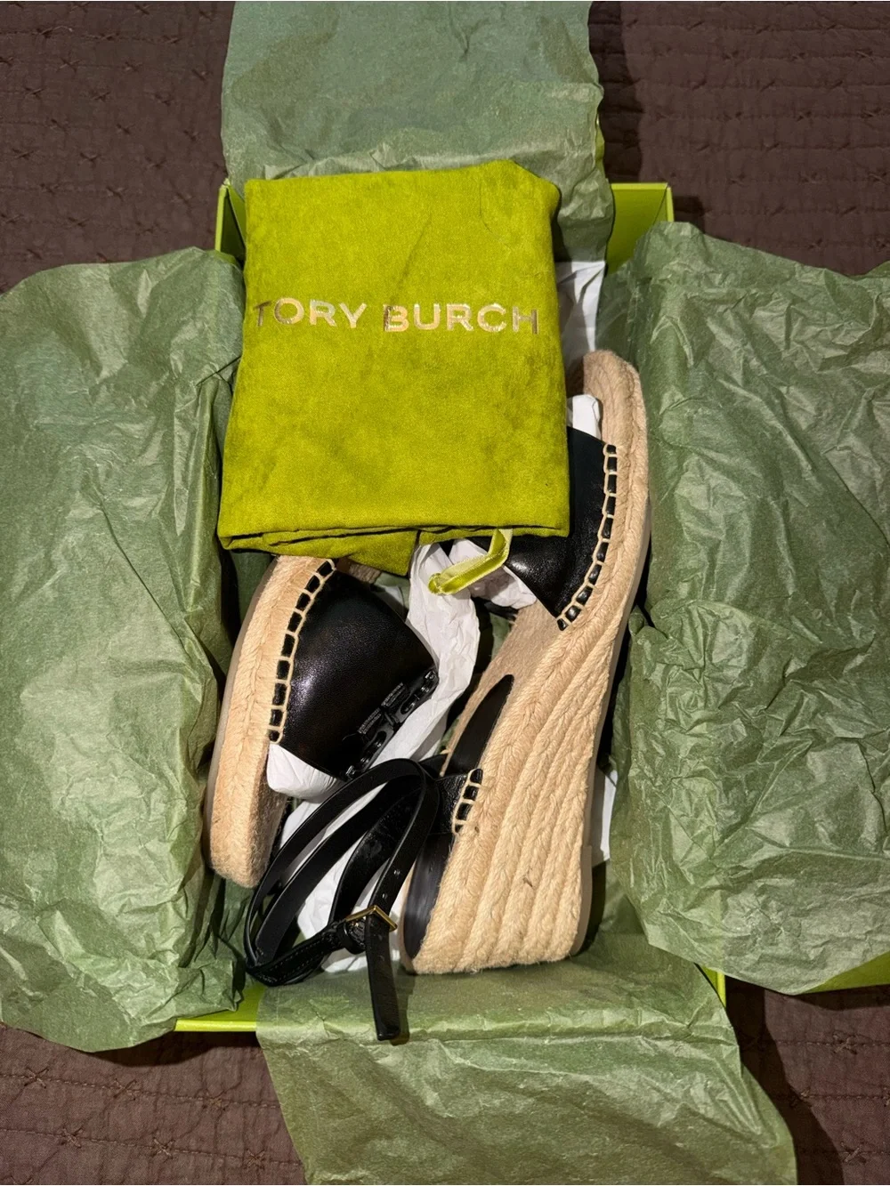 Tory Burch Ines Wedge Espadrille Leather Size 9 (NWT)
